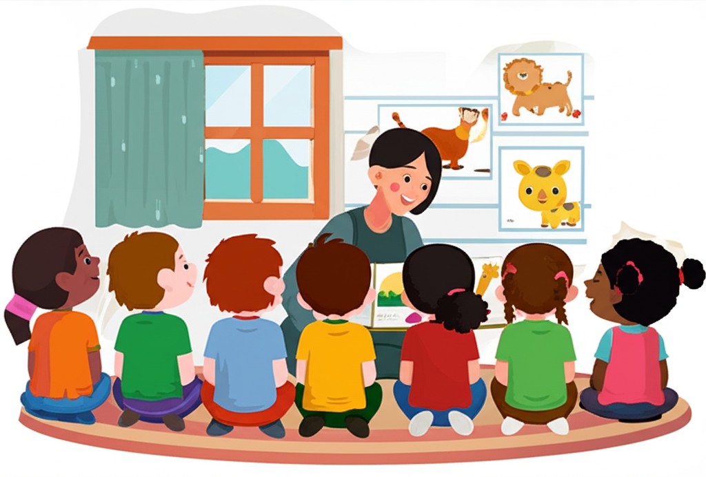 Reading circle in nursery